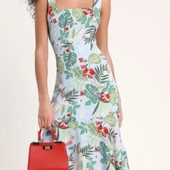 Lulu’s Tropical Blue Opened Back Dress size XL NEW