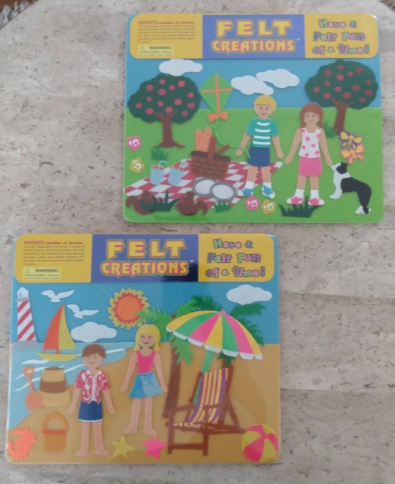 felt storyboards, beach and picnic