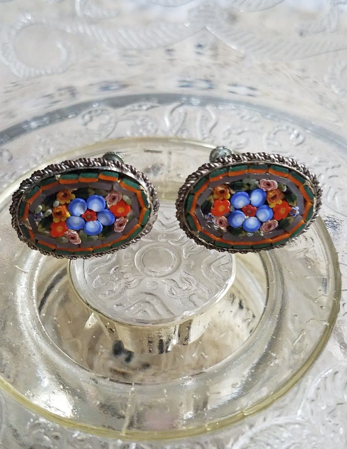 Antique Italian Mosaic Earrings