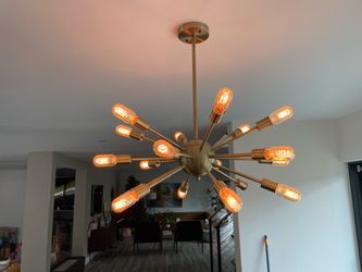 Modern Sputnik Chandelier Light Fixture – Brass/Gold Mid Century Style