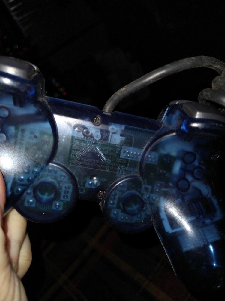 EXC OEM Sony PS1 PS2 Clear Blue DualShock Analog Controller scph-10010