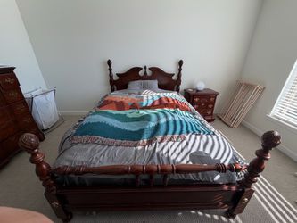 Wooden queen bed frame for sale
