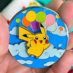 Pokemon Pin - Flying/Surfing Pikachu - Deluxe Pin Collection Pokemon Celebrations 25th  Flip 2 in 1