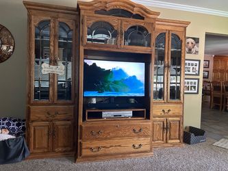 Oak entertainment center, 3 piece set