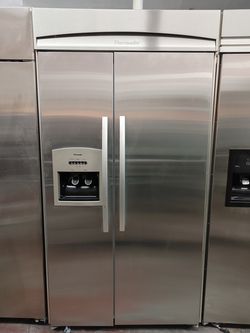 Thermador 42" stainless steel side by side built in refrigerator