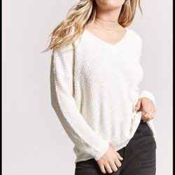 Forever 21 Oversized Ribbed white sweater