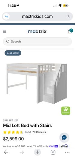 Maxtrix Mid Loft Bed with Stairs