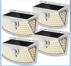 Aootek Solar Motion Sensor Lights Outdoor 120 LEDs, White, 4 Pack Lights Reflector, 270° Wide Angle, IP65 Waterproof, Step Lights For Front Door, Yard