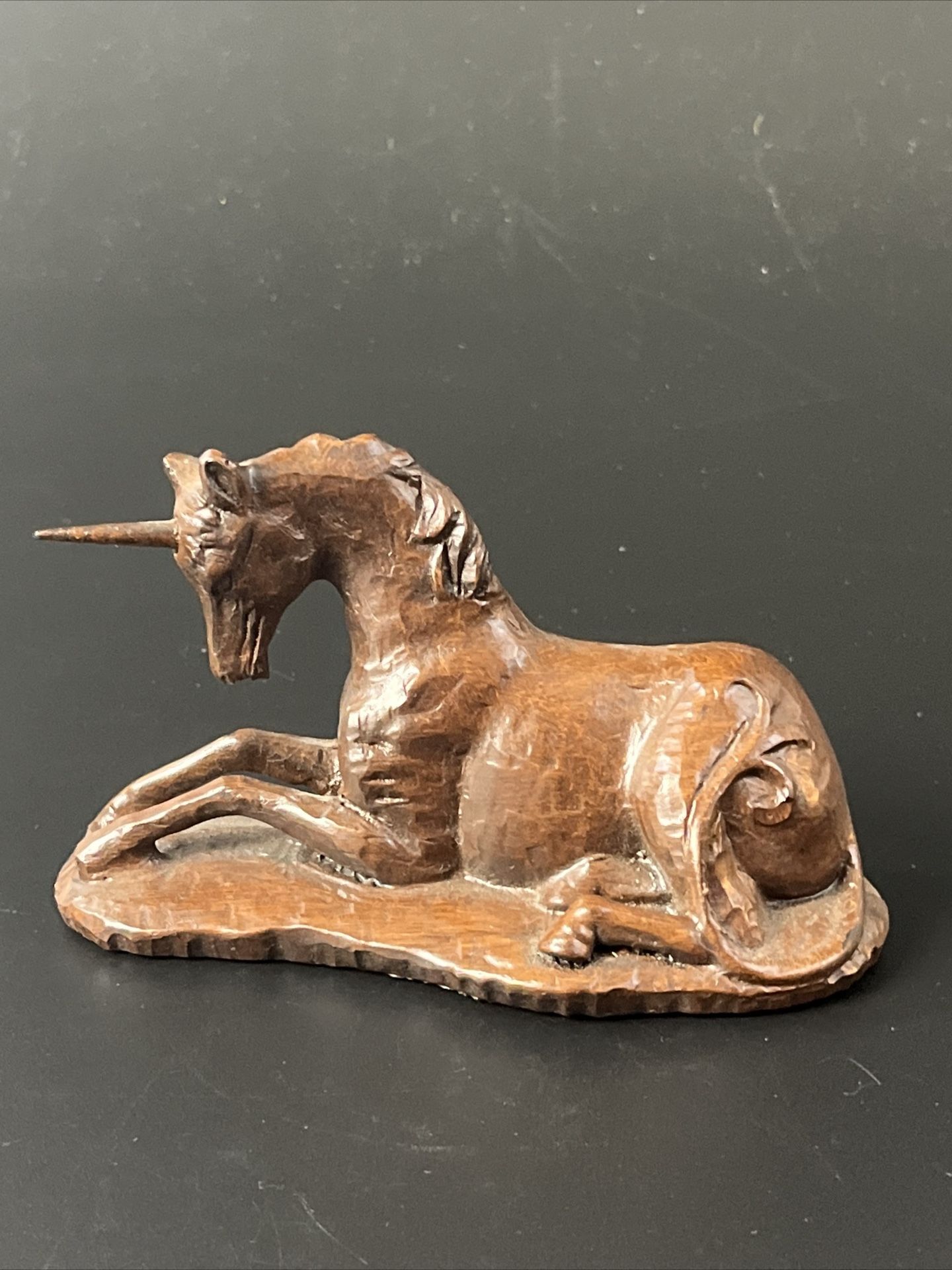 Vintage Hand Carved Unicorn Wooden Animal Figurine By Red Mill MFG USA Made 6"