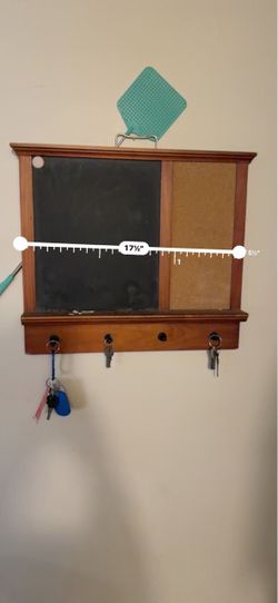 Wood Wall Organizer with Chalkboard and Cork Board