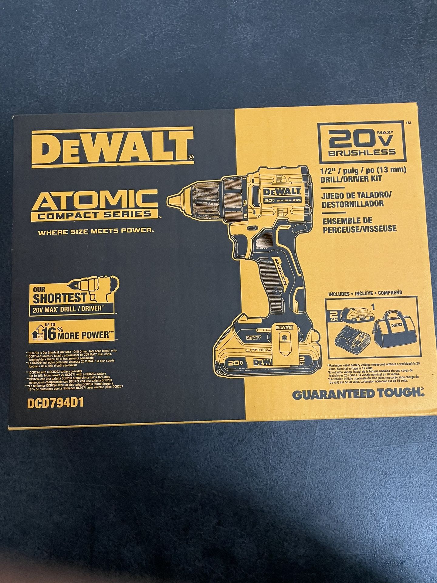 ATOMIC 20-Volt Lithium-Ion Cordless Compact 1/2 in. Drill/Driver Kit with 2.0Ah Battery, Charger and Bag