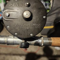 Vintage Penn  309 level wind reel and rod