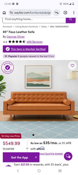 85'' Faux Leather Sofa (Brand New)!