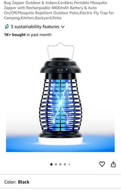 Bug Zapper Outdoor&Indoor,Cordless Portable Mosquito Zapper/Zapper de mosquitos portátil inalámbrico