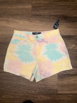 NWT Hollister High Rise Vintage Pastel Tie-Dye Jean Shorts 4”