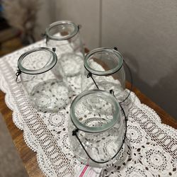 4 Glass Tea light Holders