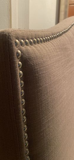Grayish linen king size bed frame only