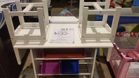 Brand new child's desk with storage bins