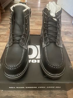 DL work Goliath 90 degree black leather safety toe boots