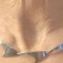Vintage Bent Knudsen Denmark Designer Shark Fin  Design Sterling Silver Necklace 