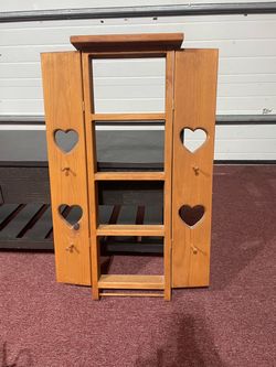 Wood Shelf with Hearts carvings