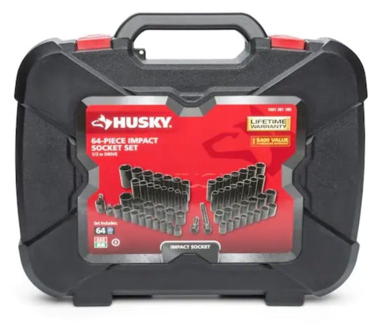 Husky 1/2" Drive SAE/Metric 6-Point Impact Socket Set 64-Piece Complete Kit