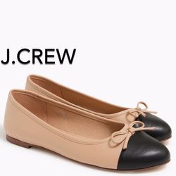 (NEW) (2 SIZES AVAILABLE) WOMEN’S J.CREW FACTORY BALLET FLATS WITH CAP TOE - SIZES: 9 AND 11 (MSRP: $118)