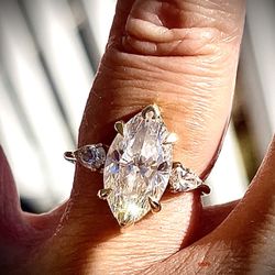 3.53 Ct lab grown Marquise Diamond Ring with pear baguettes