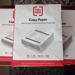 3 Reams Copy Paper 20 Weight 92 Bright 500 Sheets Each