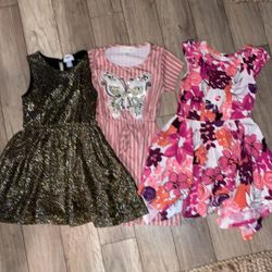 Girls Old Navy Glitter Girl Floral Purpele Pink Black Gold Dress Dresses Size 7