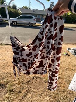 Cow print  one shoulder top