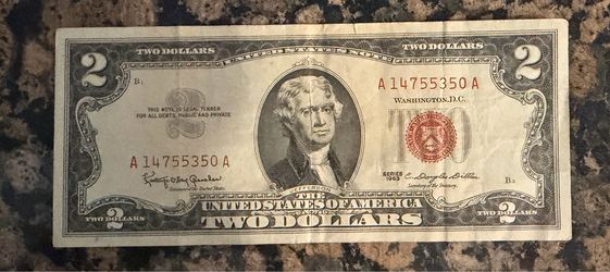 $2  Bill Red Stamp 1963  Great Condition