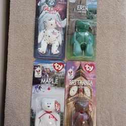 McDonalds Ty 1999 Beanie Babies Glory, Erin, Maple, Britania