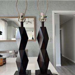 Set of 2 Table Lamps, Ashley Natane Dark Brown Poly Lamps H31 inch each $30 each