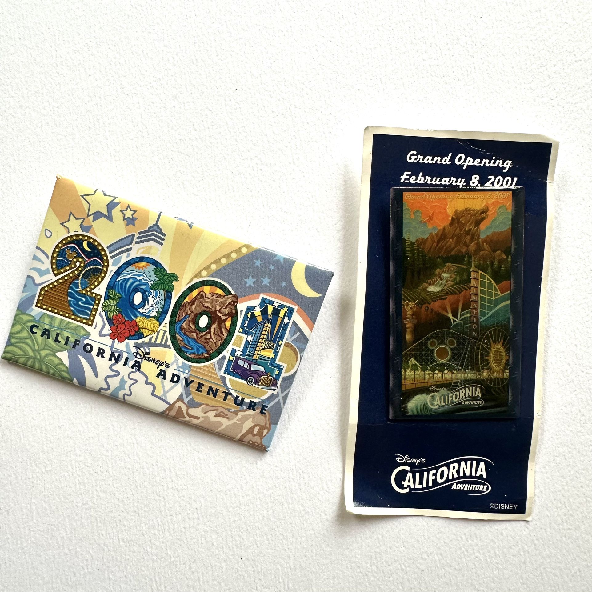 Vintage Disney California Adventure Grand Opening Pinback Button Set