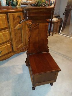 Beautiful small handmade vintage solid wood butlers chair 33"
