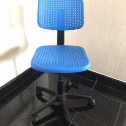 (IKEA ALRIK) Blue Swivel Chair, Rolling Wheels, Adjustable Seat High 
