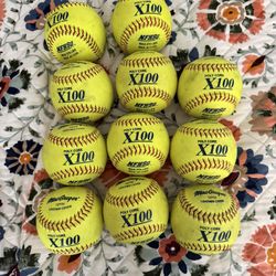 Mac gregor 12 YH leather cover poly core X100 11 softballs