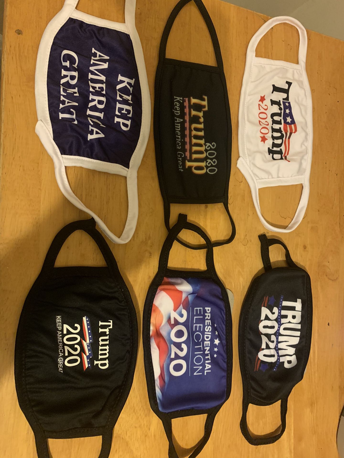 Trump masks and parade flags