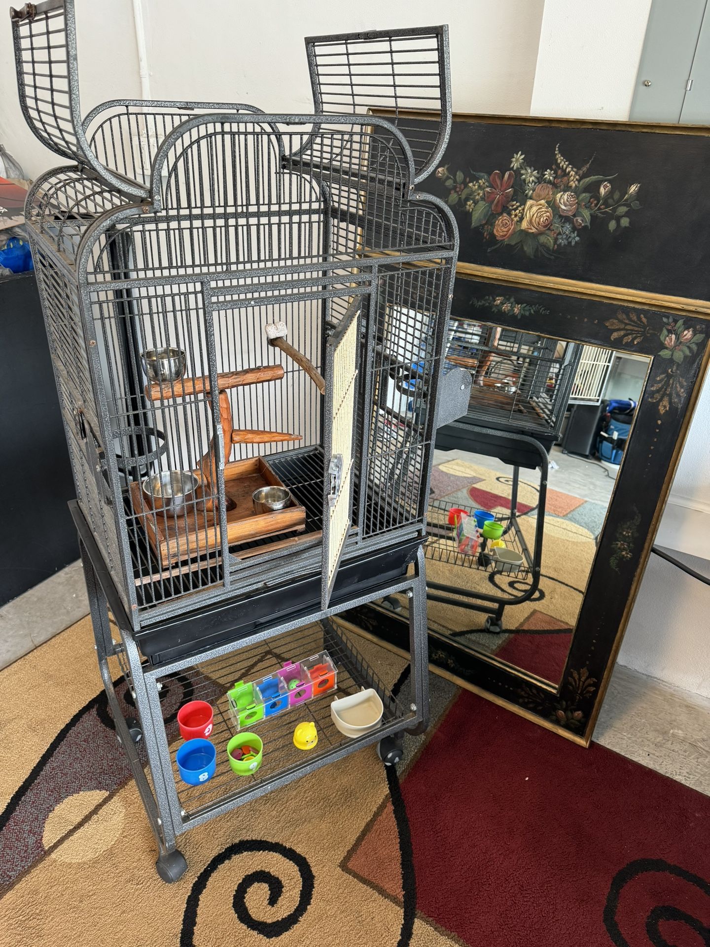 Bird Cage w/toys & free mirror