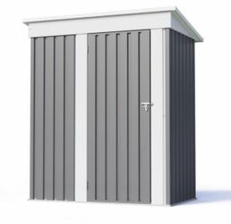 New 5' W × 3' D Outdoor Storage Metal Lockable Garden Shed Gray(15 sq. ft)