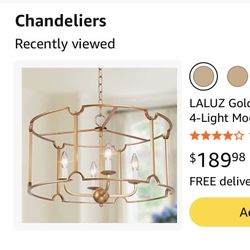 Laluz 4 Light Gold Drum Chandelier 