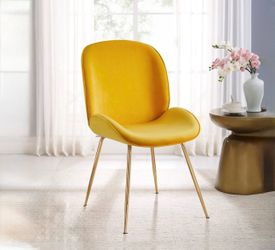 Yellow Shell Shape Velvet Upholstered Dining Chair – 1 Chair