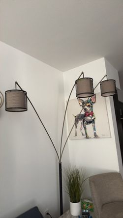 3-Head Arc Floor Lamp with Mesh Shades