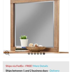 Alpine Furniture Easton Wood Dresser Mirror in Sand (Beige)

