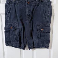 Men's Hollister Heavy Cargo Shorts Navy Blue Size 33