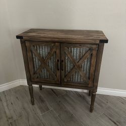 Rustic Farmhouse Wood and Metal Cabinet