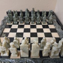 Jade And Marble  Chess Set