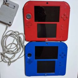 Nintendo 2DS Handheld Game Consoles – Blue Working & Red Not Working – Sold Separately or Together