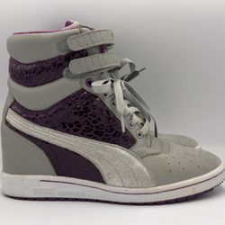 PUMA Contact Sky HI Womens High Top Sz 9 Sneakers 356342 02 Purple Cheetah Gray